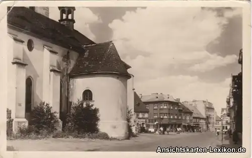 Foto Ansichtskarte Görkau Jirkov Straßenpartie b Aussig 