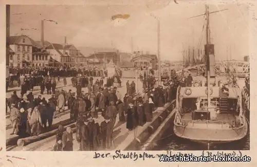 Ansichtskarte Libau Stadthafen mit Dampfer Liepāja 