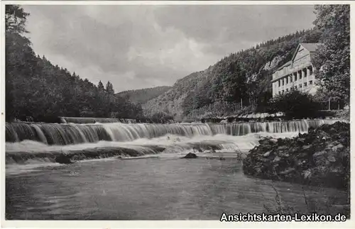 Ansichtskarte Schwarzburg Wasserfall am Kurhaus "Ch