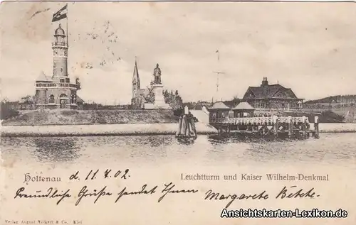 Ansichtskarte Kiel Holtenau Leuchtturm und Kaiser Wilhel