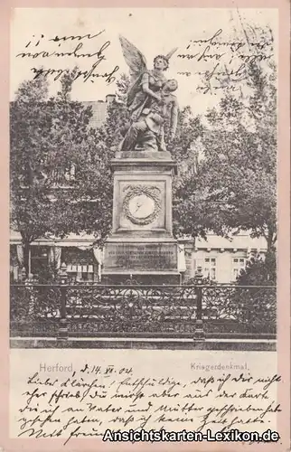 Herford Kriegerdenkmal Ansichtskarte Westfalen 1904