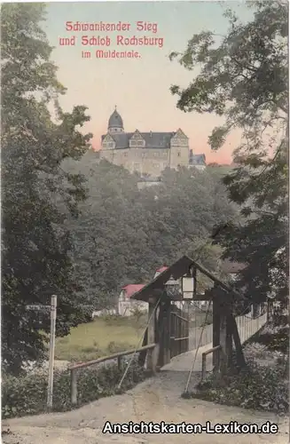 Lunzenau-Rochsburg Schwankender Steg und Schloß Rochsbur