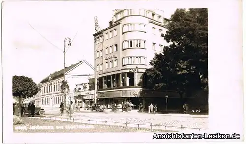 Mährisch Schönberg Straßenpartie mit Grand Hotel