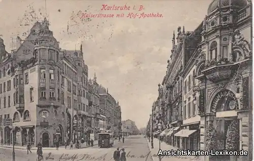 Karlsruhe Kaiserstraße mit Hof-Apotheke
