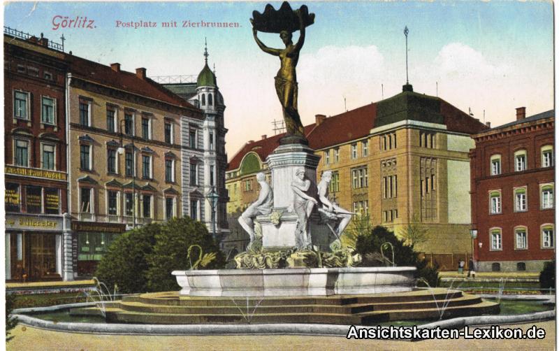 Görlitz Postplatz mit Zierbrunnenü Nr. 24176 oldthing Ansichtskarten