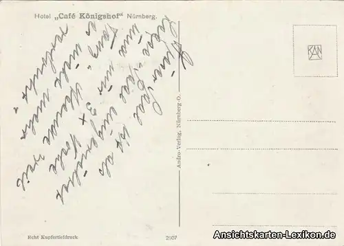 Nürnberg Hotel "Cafe Königshof" - Saal Ansichtskarte 1939