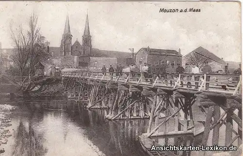 Mouzon (Ardennes) Panorama, Brücke und Soldaten (Erster 