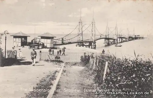 Seaview, Isle of Wight Suspension Pier/Strandpartie mit Seebrücke 1918