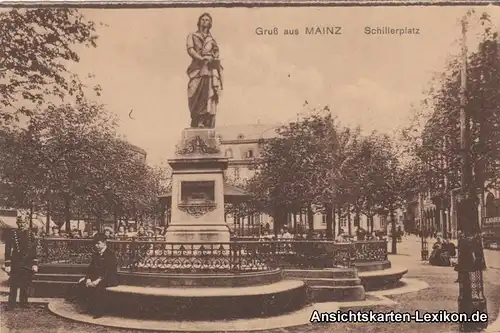Ansichtskarte Mainz Partie am Schillerplatz c1918 