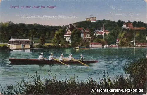 Essen-Bredeney Villa Hügel - Ruderer Ansichtskarte c1916