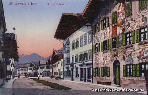 Mittenwald Obermarkt ANsichtskarte b Garmisch Partenkirc