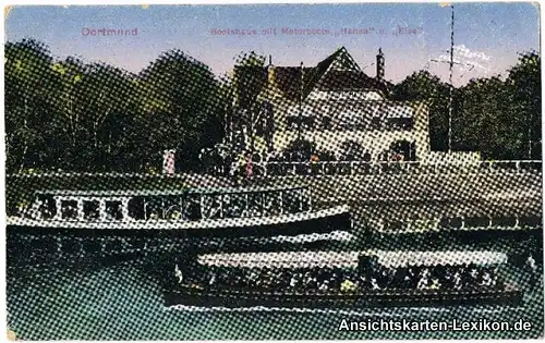 Dortmund-Innenstadt-Nord Bootshaus mit Motorbooten "