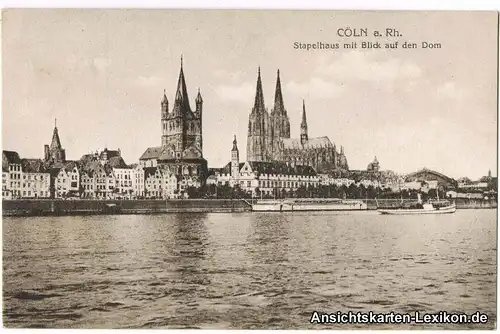 Köln Panorama (Alte Straße) Ansichtskarte 1918