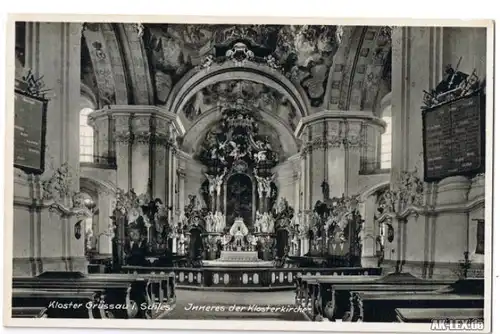 Grüssau Inneres der Klosterkirche Krzeszów Ansichtskarte