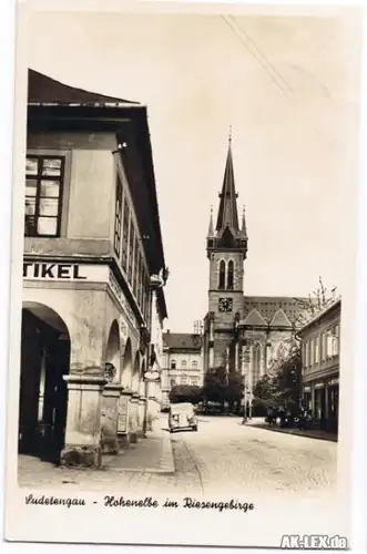 Hohenelbe Straßenansicht mit Kirche