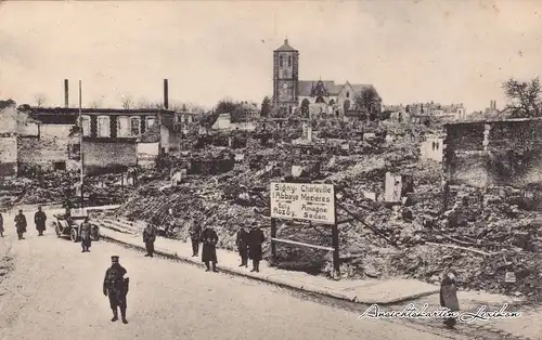 Rethel Soldaten, Blick auf die zerstörte Stadt -Wegweise