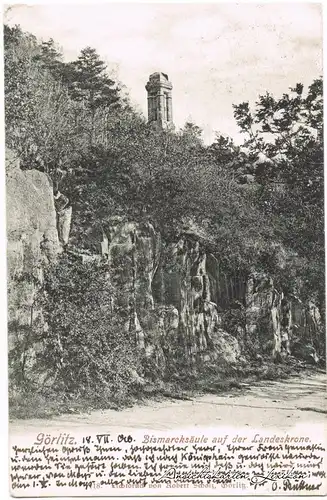 Görlitz Partie auf der Landeskrone mit Bismarckdenkmal