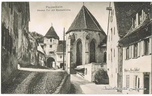Pappenheim Oberes Tor mit Klosterkirche und Bäckerei