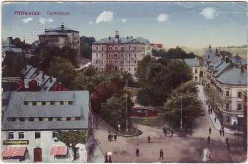 Mittweida Straßenpartie am Technikum Ansichtskarte c1918