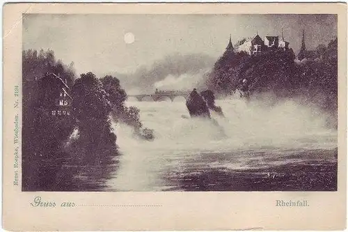 Neuhausen Rheinfall - bei Mondschein Ansichtskarte g1903