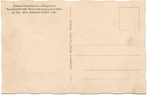 Forbach Baden Schwarzenbachtalsperre Ansichtskarte  c193