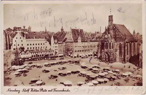 Nürnberg Marktplatz mit Ständen und Frauenkirche Ansicht