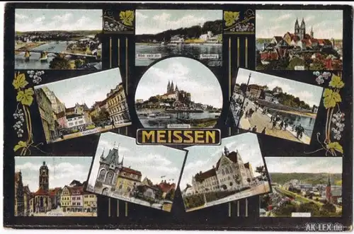 Meißen Mehrbild Ansichtskarte - Weinlaub ca. 1915