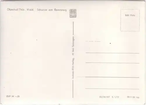 Oberhof (Thüringen) Ski-Schanze am Rennsteig Foto Ansichtskarte 1972