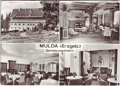 Ansichtskarte Mulda (Erzgebirge) Genesungsheim 4 Bild außen und innen 1980