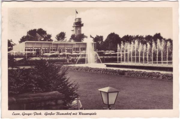 ESSEN Gaststätte Großer Blumenhof im Grugapark alte Postkarte color gebraucht 
