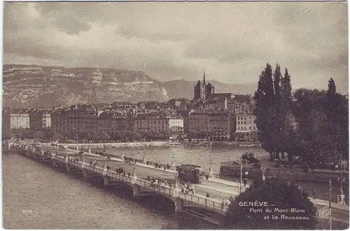 Genf Pont du Mont Blanc  Genève Ansichtskarte c1920