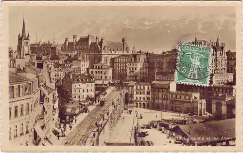 Lausanne Stadt mit Alpen Ansichtskarte g1910