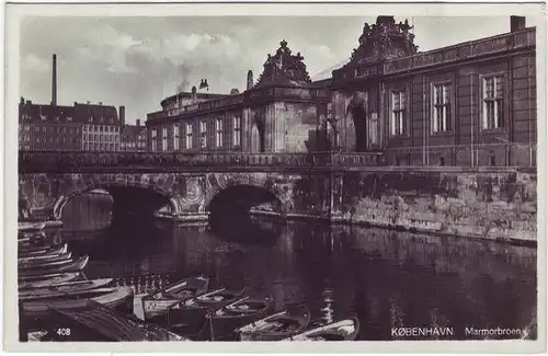 Kopenhagen Marmorbrücke Foto Ansichtskarte 1932