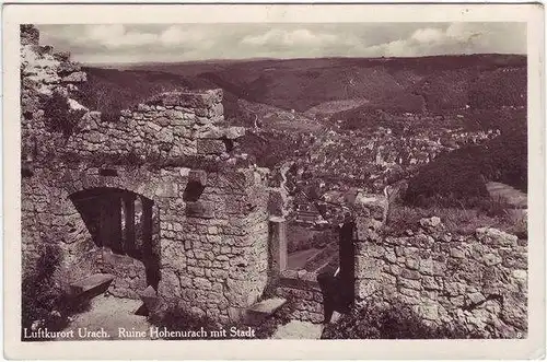 Bad Urach Ruine Hohenurach mit Stadt Ansichtskarte 1935