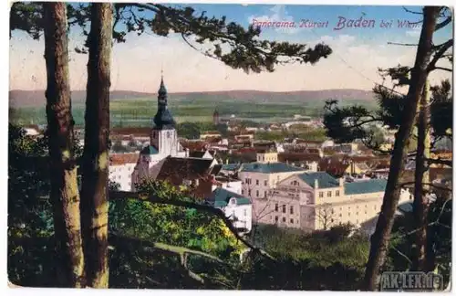 Baden (bei Wien) Panorama Ansichtskarte c1918