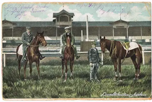Künstlerkarte, Pferderennbahn ANsichtskarte g 1915