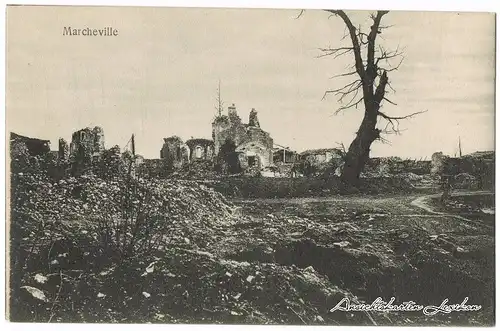 Marcheville Blick auf das zerstörte Dorf
