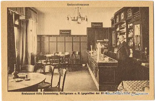 Berlin Heiligensee Restaurant Fritz Dannenberg - Gastraum Ansichtskarte Reinickendorf 1920