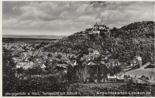 Wernigerode Totalansicht Ansichtskarte Harz gelaufen mit Bahnpost 1938