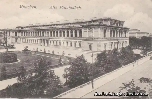 München Partie an der alten Pinakothek Ansichtskarte c1918