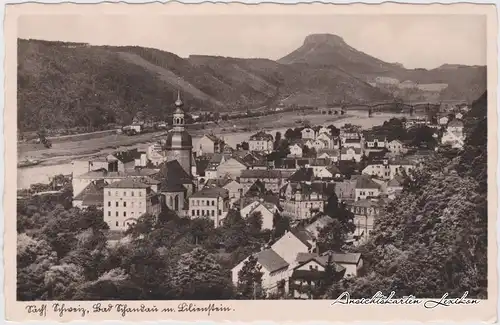 Bad Schandau Blick auf die Stadt und Brücke