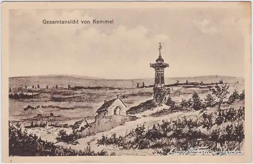 Kemmel (bei Heuvelland) Künstlerkarte - Blick auf die Stadt
