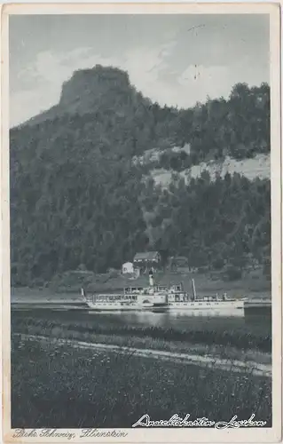 Königstein (Sächsische Schweiz) Dampfer und Lilienstein b Bad Schandau g1943