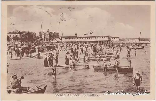 Ansichtskarte Ahlbeck Usedom Strandleben Hotels Seebrücke 1922 Stempel Wolgast