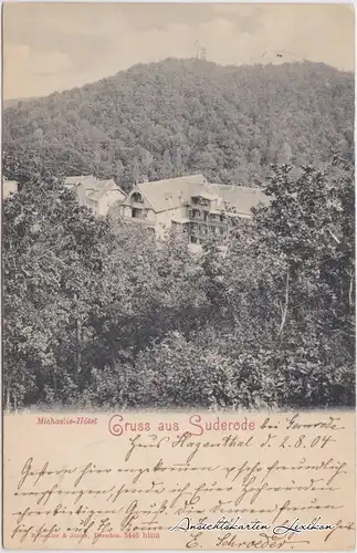 Ansichtskarte Bad Suderode Blick auf Michaelis-Hotel 1904 