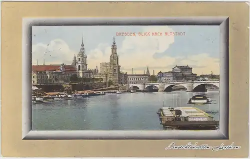 Innere Altstadt-Dresden Panorama mit Flußbadeanstalt