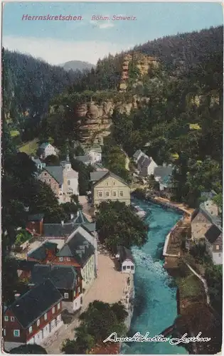 Herrnskretschen Blick auf den Ort - Blick auf Straße