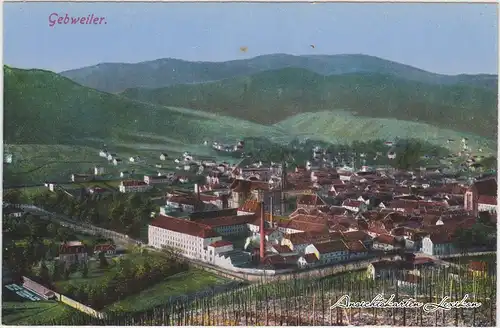 Gebweiler (Guebwiller) Blick auf die Stadt mit Fabrikanlage 1918 