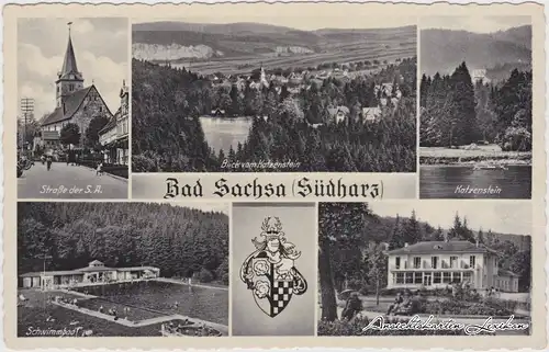 Ansichtskarte Bad Sachsa Mehrbildkarte (Schwimmbad, Katzenstein) 1936