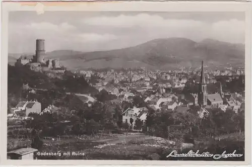 Bad Godesberg-Bonn Godesberg mit Ruine Ansichtskarte 1938